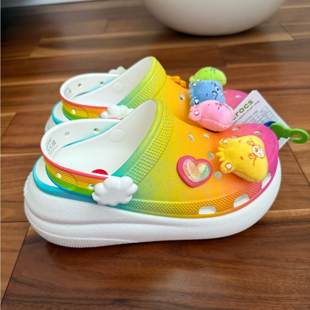 NWT Crocs x Care Bear Crush Light On Shoes W 6 M 4 White Rainbow - Picture 7 of 9